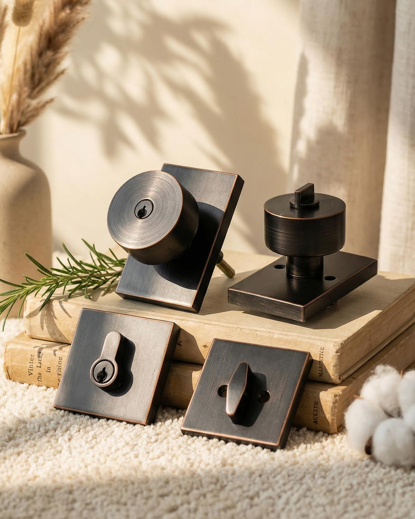 Keyed Alike Oil Rubbed Bronze Exterior Door Knob with Deadbolt 1Pack
