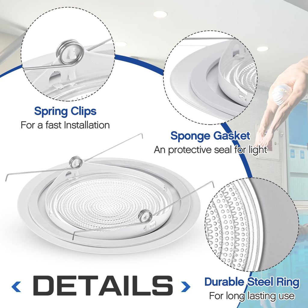 2 Pcs 6'' Shower Trim for Recessed Light Cover,White