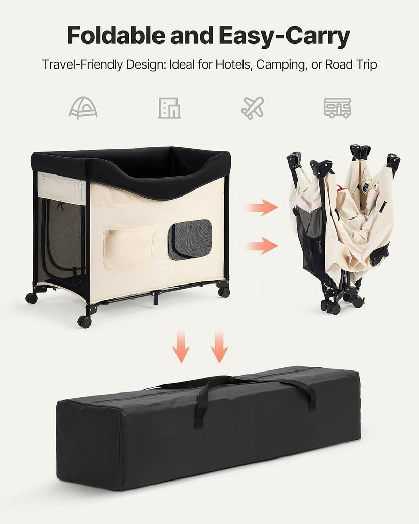 Bedside Lounge Pet Bed, Foldable Bunk Dog Bed with 600D Oxford Cloth and Dutch Velvet, Portable Raised Cot