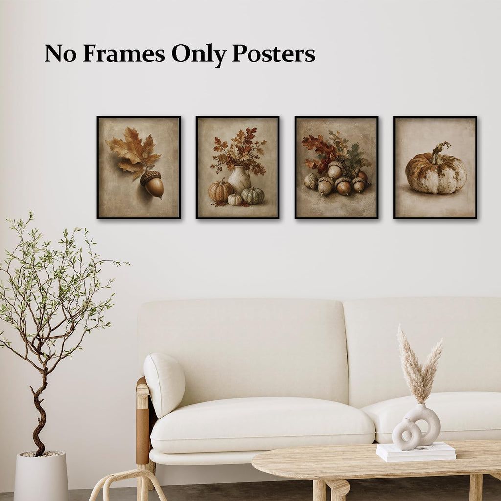 Harvest Wall Art, Fall Farmhouse Decor, 8x10 Prints - Set of 4