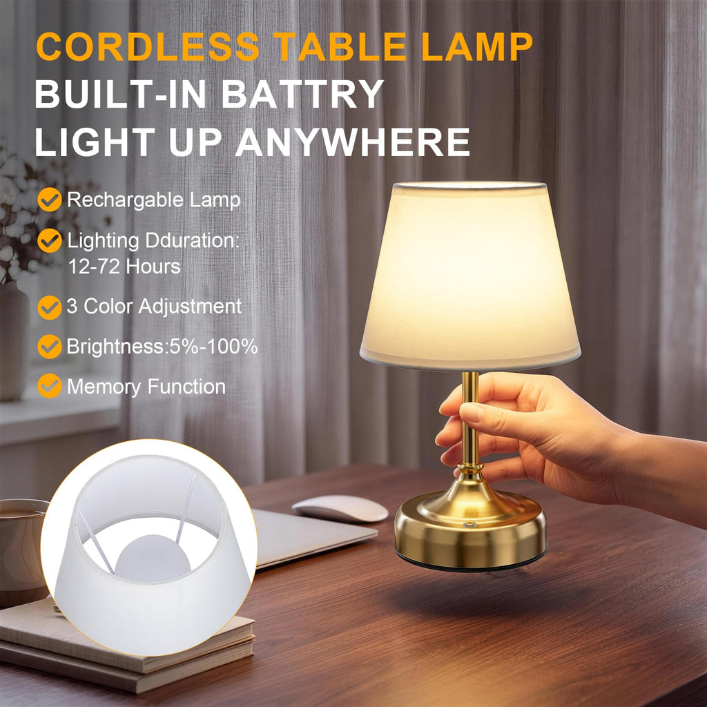 Small Cordless Table Lamp Rechargeable Gold