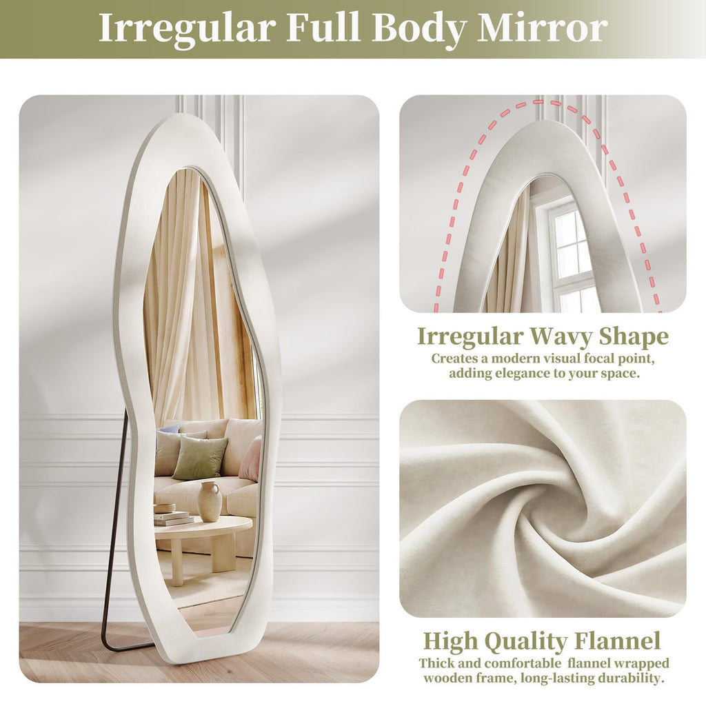 Full Length Mirror 63"x24", Irregular Flannel Floor Mirrors
