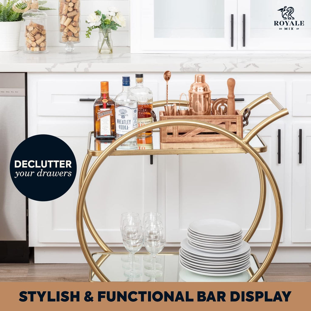Mixology Bartender Kit with Stand - Bar Set with 25 Cocktail Kit Cards - Bar Kit Drink Mixer Set with Bar Tools - Set of 12