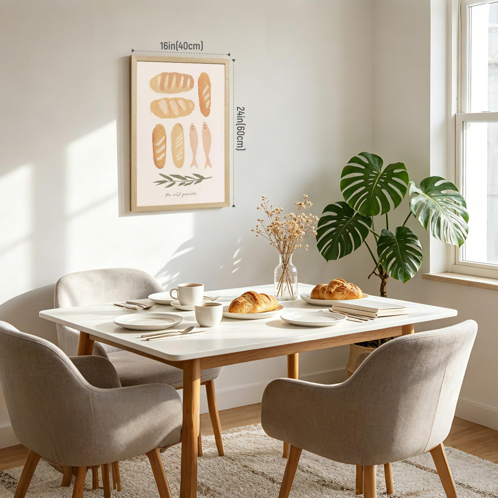 Wood Framed Christian Kitchen Wall Art, Biblical Bread and Fish Wall Decor, He Will Provide Scripture Poster Print