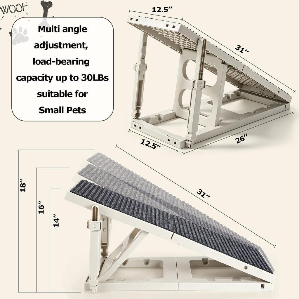 Dog Ramp for Bed Couch with Upgraded Support, 3 Levels Height 14"-18" Pet Ramp Adjustable, 30LBS Capacity Dog Ramps