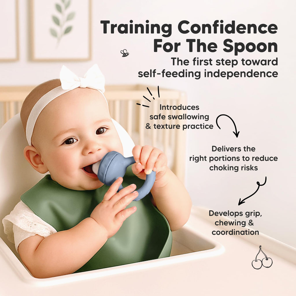 Baby Fruit Feeder 2pk, Silicone Baby Food Feeder,BPA-Free (Slate)