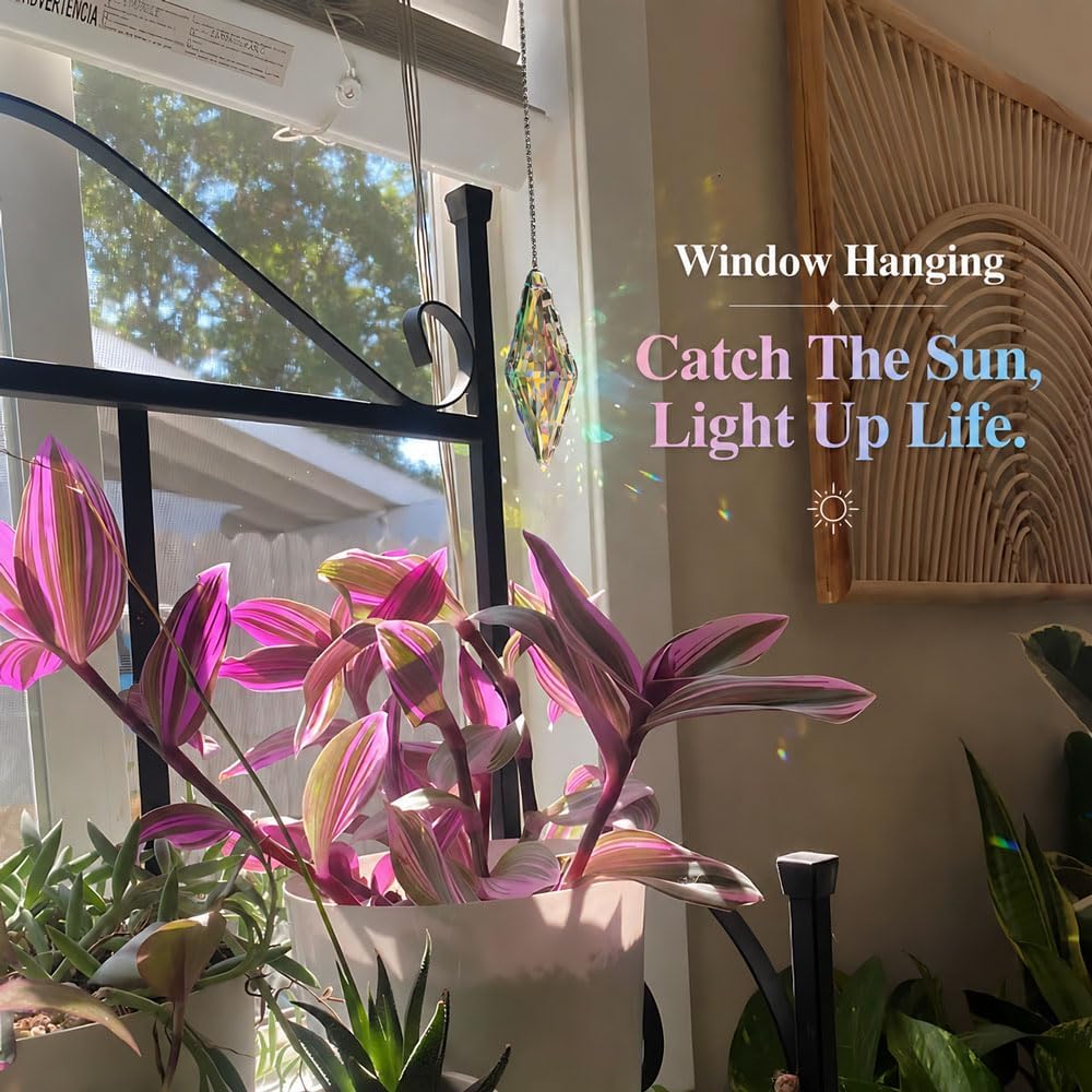 5" Large Crystal Sun Catcher 3PCS - Hanging Prism Rainbow Maker Windows - K9 Crystal Prism Suncatcher Set for Indoor