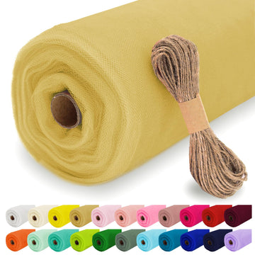 Antique Gold Tulle Fabric Roll 54" X 40 Yards
