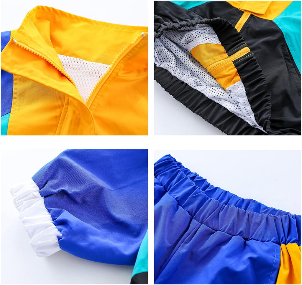 Boys Girls Color Block Jacket Track Pants Set Hip Hop Dance Clothes
