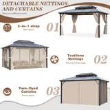 10' x 13' Gazebo Polycarbonate Double Roof Canopy Outdoor Aluminum Frame Pergola