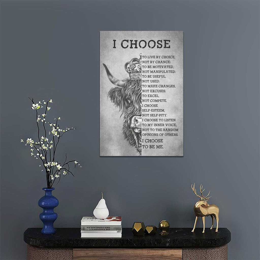 Highland Cow Wall Art Inspirational Quotes Cow Pictures Wall Decor Black and White Canvas Prints Framed Artwork Home