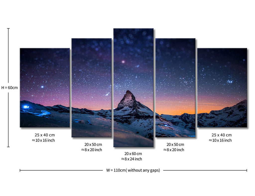 Starry Night Sky Wall Art Space Purple Star Skyline Over Mountain Canvas