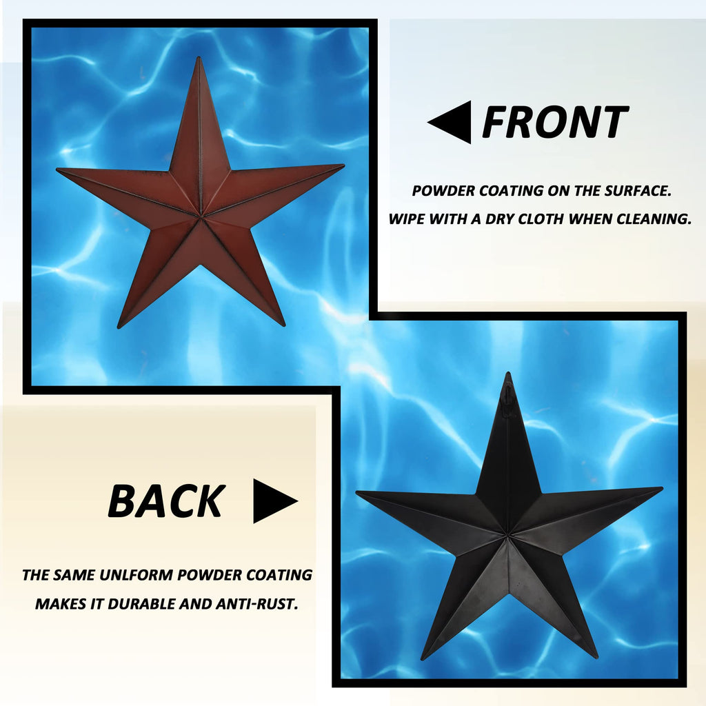 15.5"2pcs Red Barn Star Texas Stars Art, Metal Stars for Outside Rustic Vintage Western Wall Decor Country Home