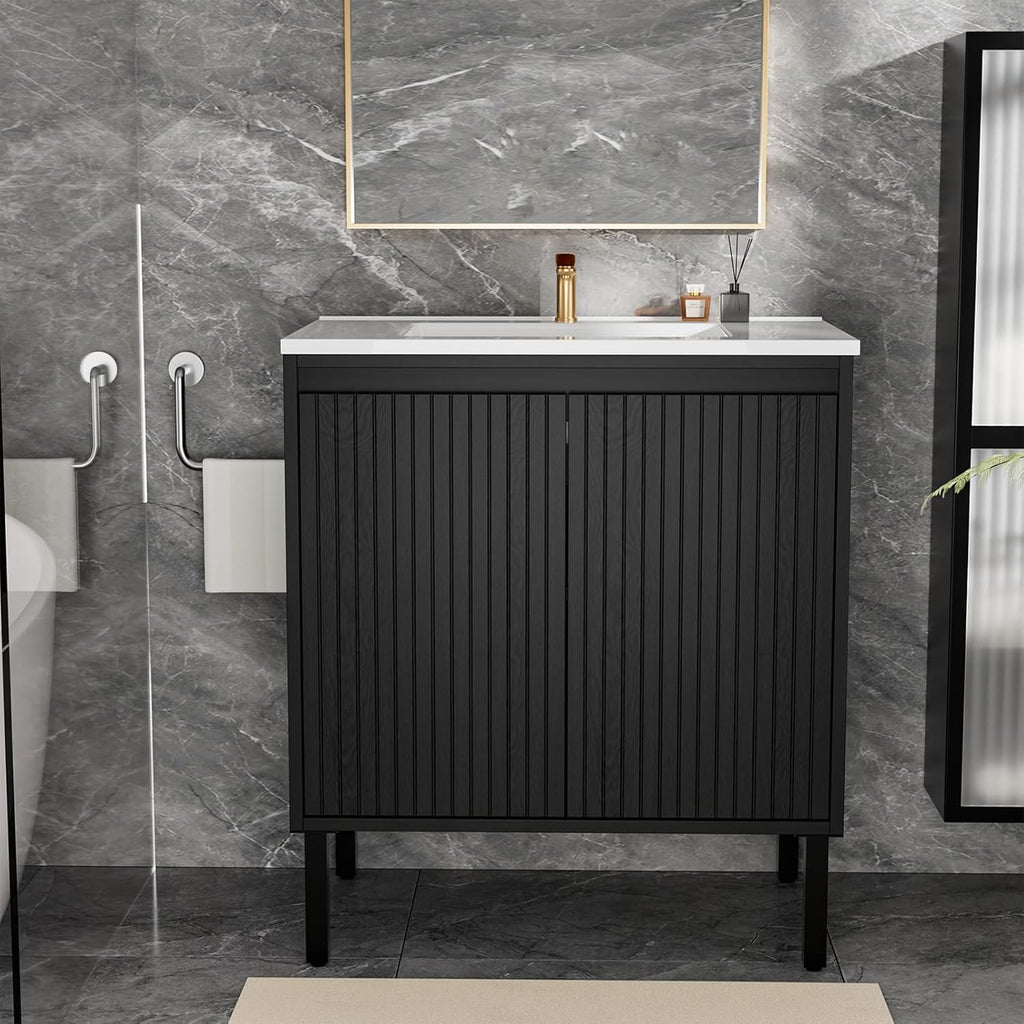 30" Freestanding Bathroom Vanity with Ceramic Sink