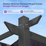 10' x 13' Aluminum Outdoor Pergola Wind-Resistant Retractable Pergola with Double Sun Shade Canopy Heavy-Duty Metal