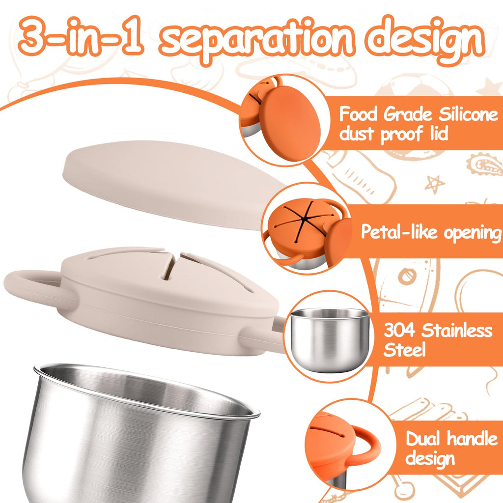 2PCS Stainless Steel Snack Containers for Toddlers