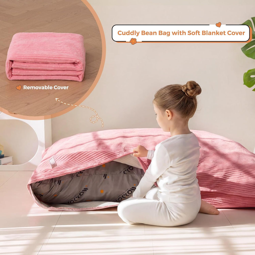 3 in 1 Kids Bean Bag Chair, Comfy Floor Sofa with Removed Cover