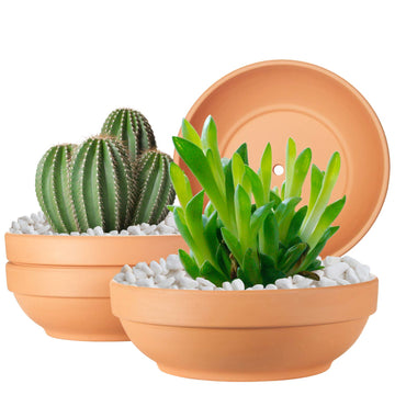 7.67 Inch Terracotta Pots with Drainage Holes, 4 Pack