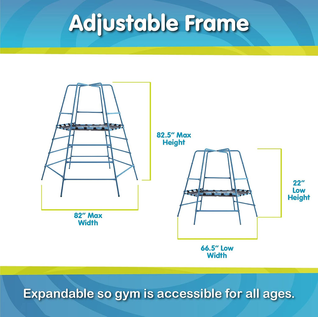 Explorer 2 Jungle Gym Climbing Set with Adjustable Steel Frame, Weather-Resistant Canopy & Platform, Outdoor Playset