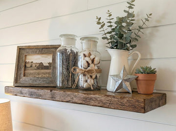 Floating Shelves for Wall - Solid Wood Oak Floating Shelf, Thick Wood Wall Shelves with Hidden Bracket, Easy Install