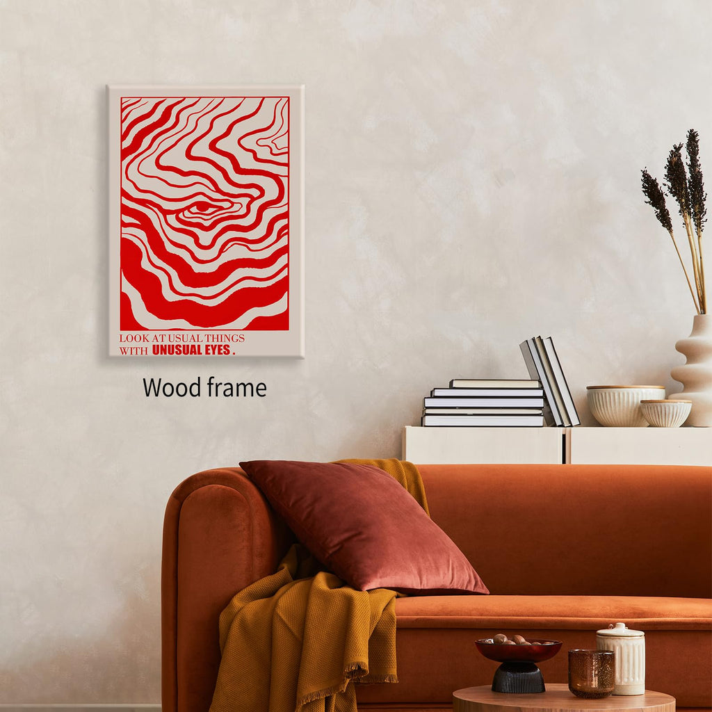 Retro Red Abstract Eye Canvas Print Wall Art 16x24 inch Framed Vintage Hippie Trippy Poster Affirmation Quotes itory