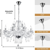 Modern Elegant 12 Lights K9 Crystal Glass Chandelier Silver Pendant Ceiling Lighting European Style for Dining Living Room Bedroom Transparent,12 E12 Bulbs Required A110-B0DRF66SC8
