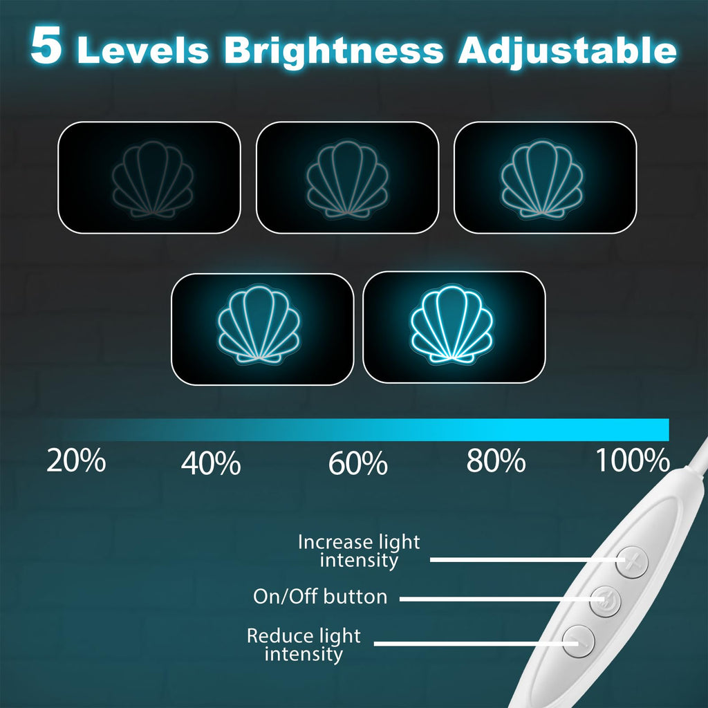 Seashell Mirror Neon Sign - Ice Blue Shell Led Light Bedroom