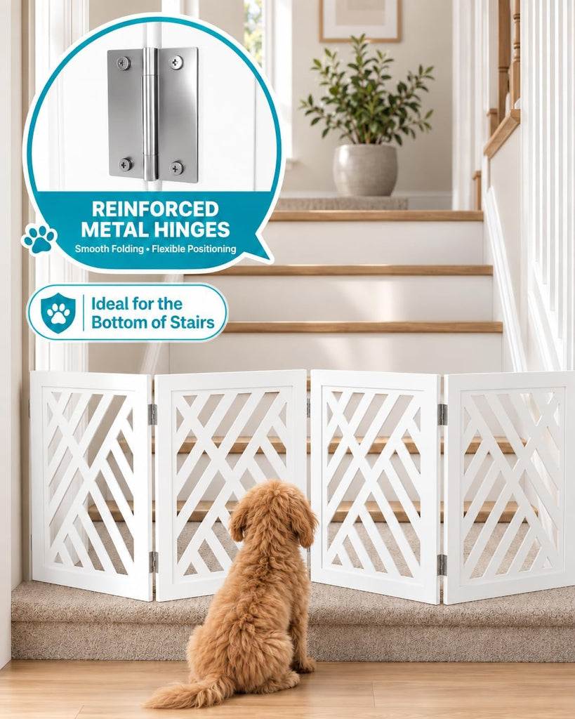 16" Short Dog Gate, Puppy Gate Indoor, Freestanding Small Dog Gate, 4 Panel