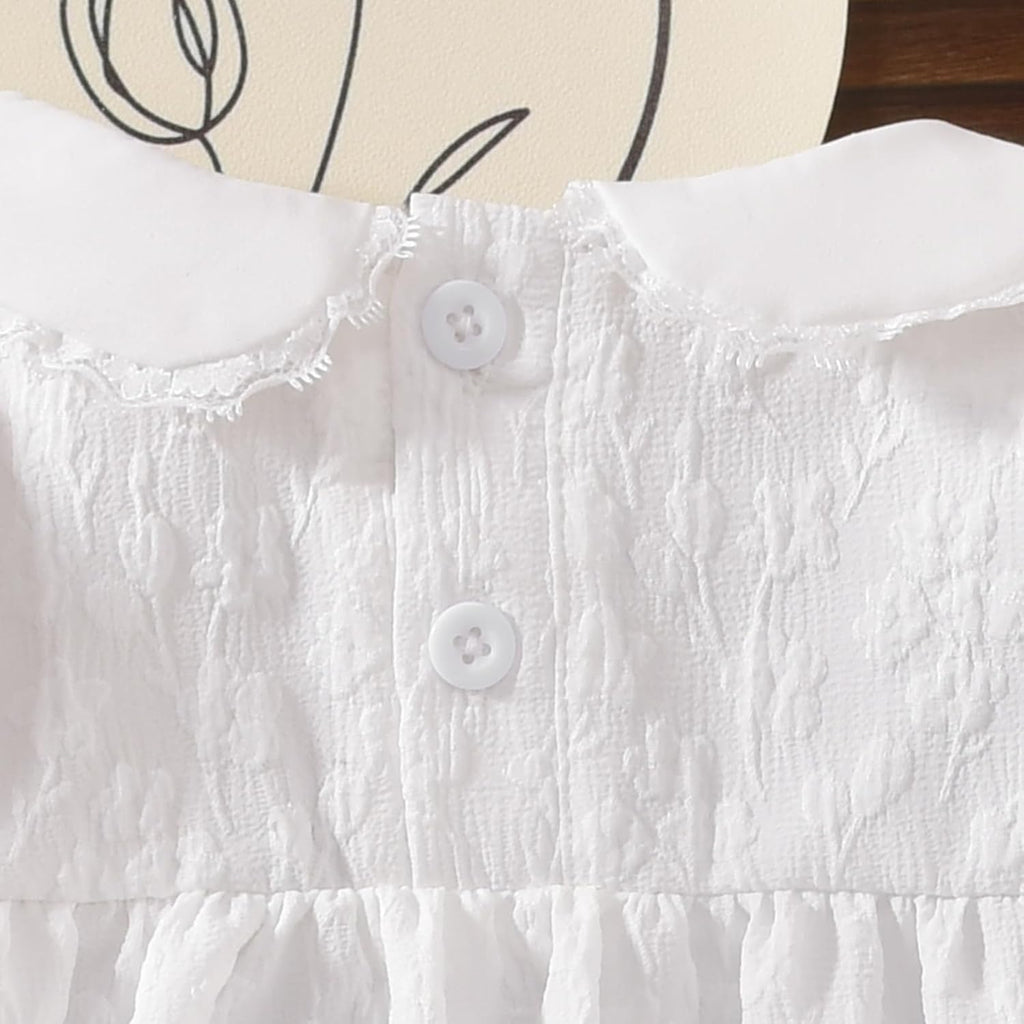 Baby Girl Summer Outfits Smocked Tops Shorts Set With Headband