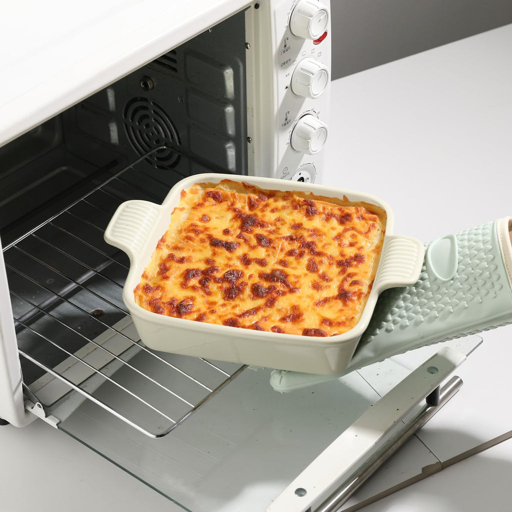 Ceramic Baking Dish, 8 x 8 Cake Baking Pan for Brownie, Porcelain Square Bakeware with Double Handle for Casserole