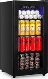 Beverage Refrigerator 180 Can, Black Beer Fridge with Glass Door, 3.2 Cu Ft Mini
