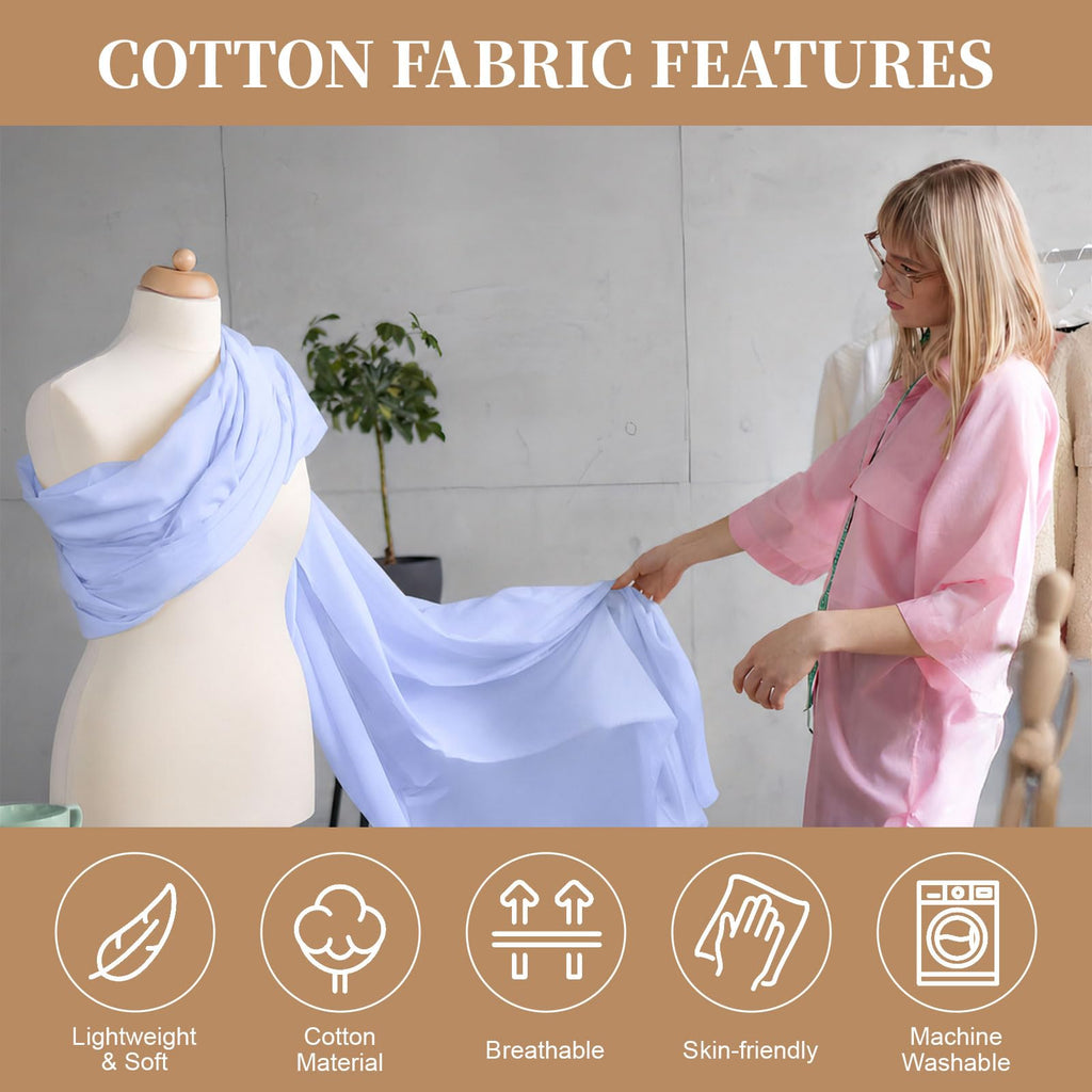 100% Cotton Fabric, 63 Inch X 1 Yard Light Blue Fabric by The Yard