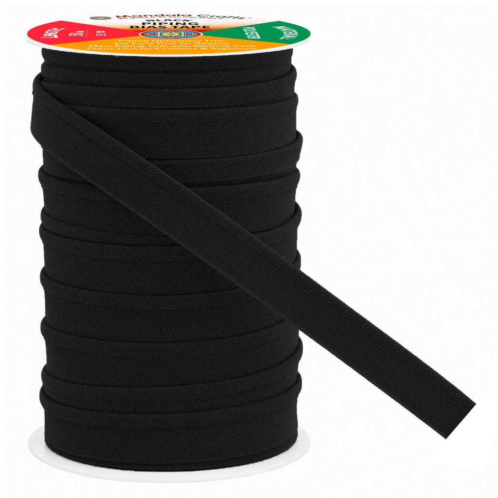 Black Maxi Piping Bias Tape with Welting Cord for Sewing