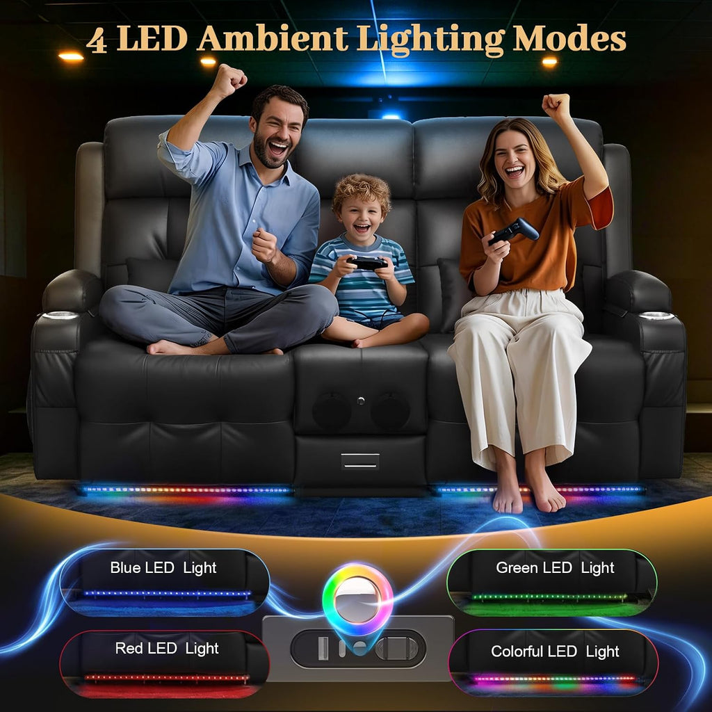 Power Reclining Loveseat Sofa with Console, Wall Hugger RV Recliner Couch, Home Theater Seating with Heating &