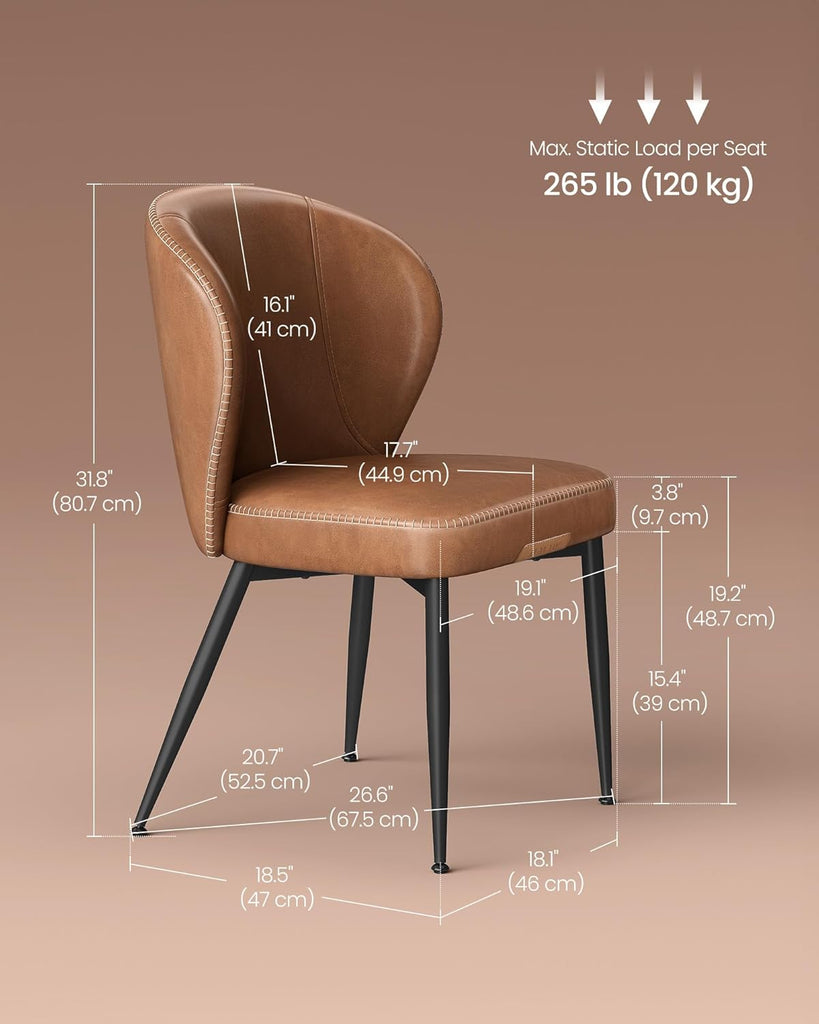 Collection - Dining Chairs Set of 2, Upholstered Kitchen Chairs, Comfortable Seat