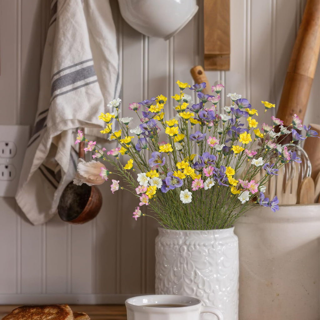 16 Pcs Artificial Wildflowers with Stems Bulk Silk Spring Flowers Floral Picks 21inch Fake Forsythia Branches Faux