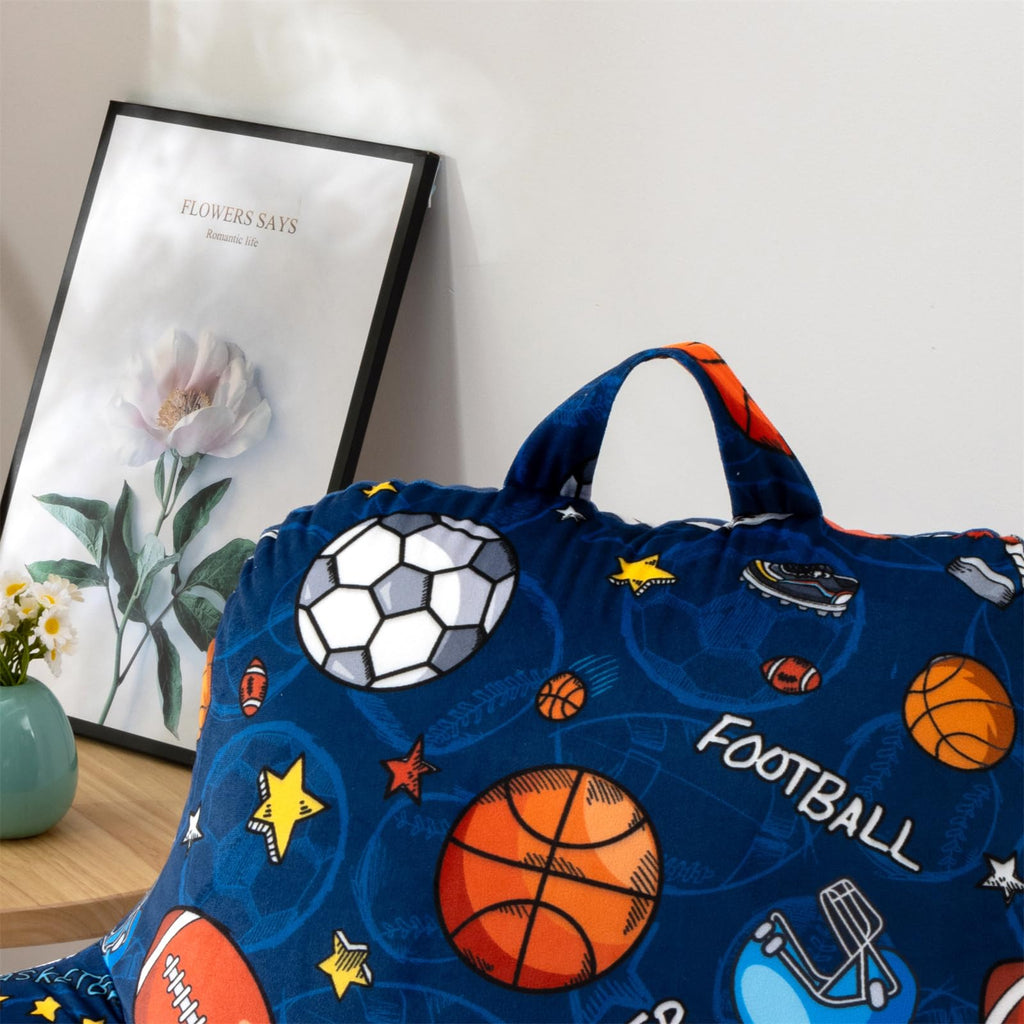 Reading Pillow Bed Rest Wedge Backrest Pillow Basketball Football Baseball Navy Rugby Ball Printed Collections with