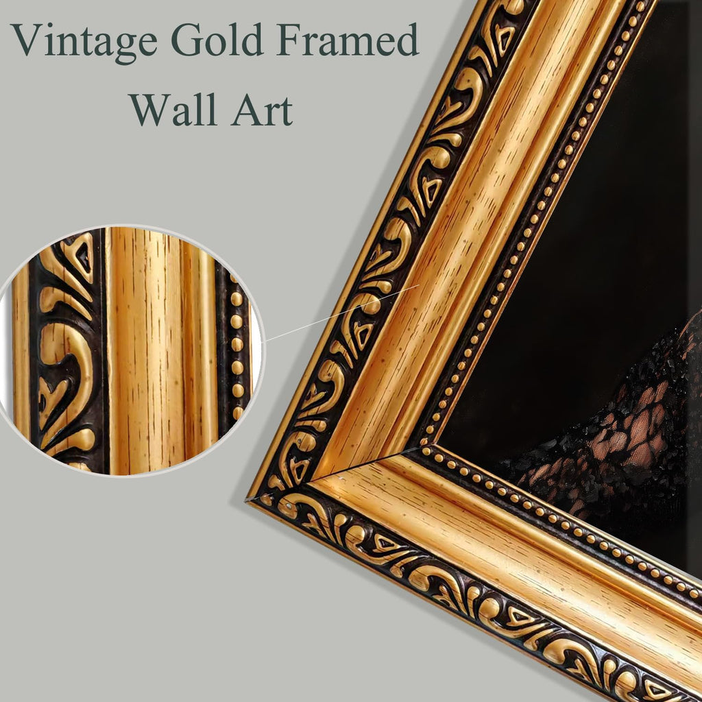 Vintage Gold Framed Wall Art Dark Academia Gothic Canvas Wall Art Moody Clawed Hands Dracula Pictures Wall Decor