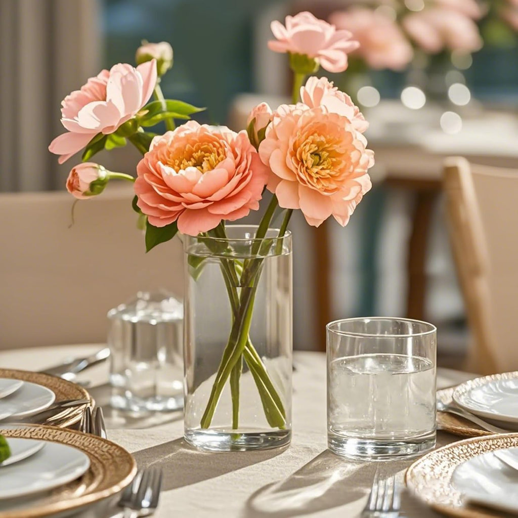12pcs Glass Cylinder Vases for Centerpieces, 6 Inch Clear Flower Vases for Wedding Decorations and Indoor Home Decor