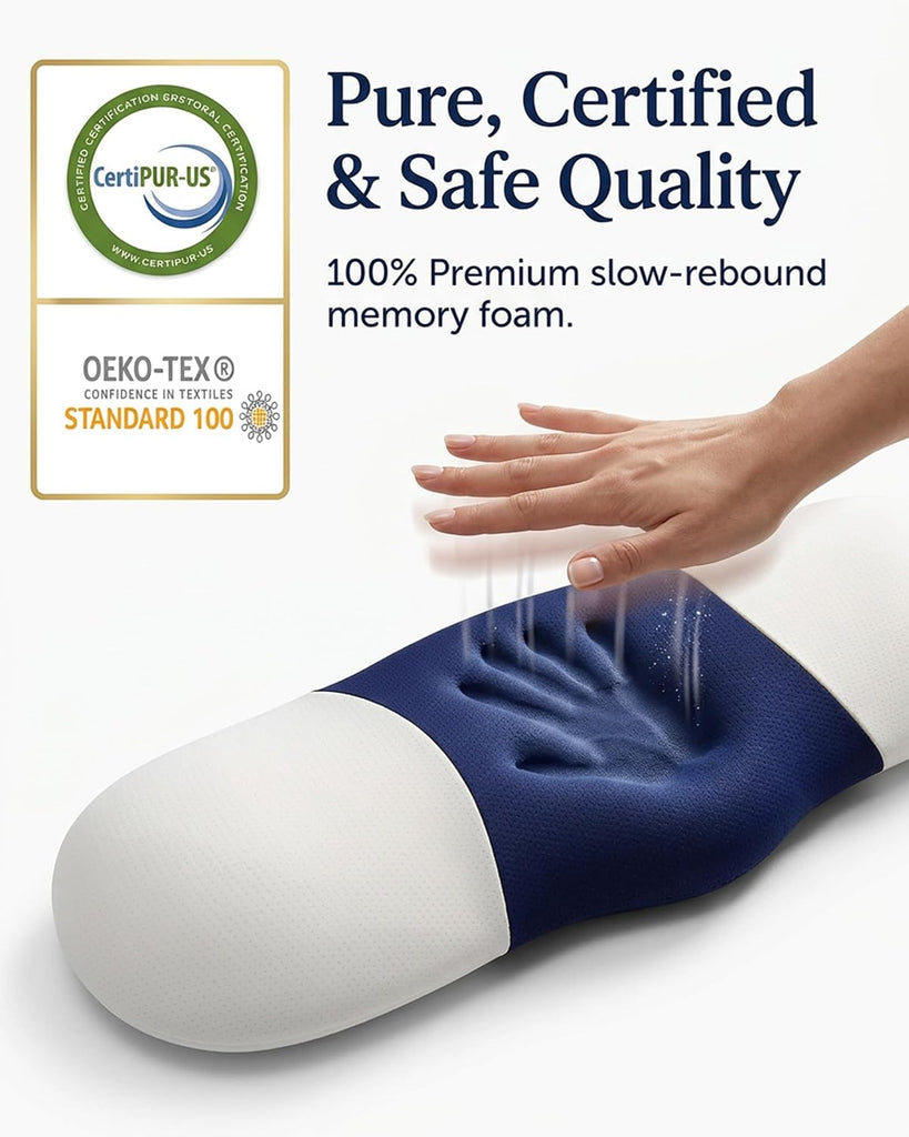 Lumbar Support Pillow for Sleeping, Lower Back Pain Relief | Memory Foam Bed Rest Waist Pillow with Cooling