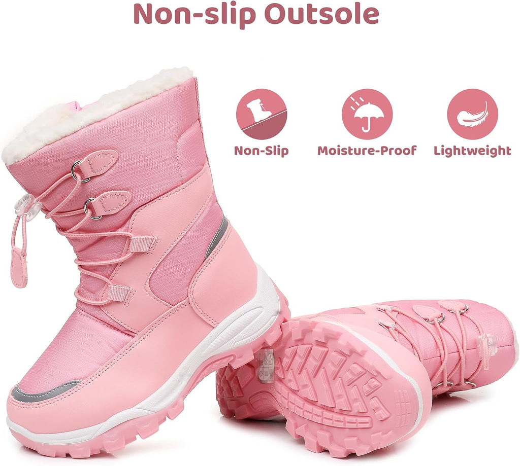 Boys Girls Snow Boots Water-Resistant Warm Winter Boots