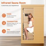 Far Infrared Sauna Home Sauna Spa Room Canadian Hemlock Wood 1200W Indoor Saunas Low EMF 110V with 7 Color Light and