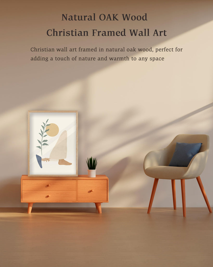 12x16 Oak Framed Woman Touches Jesus' Robe Boho Christian Wall Art