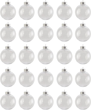 Bulk Value pcs - 67mm (2-5/8 Inch) Round Clear Plastic Ball Ornaments - Set of 25