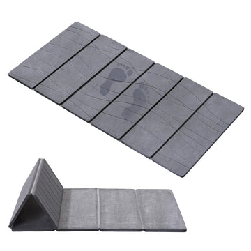 Foldable Stone Bath Mat, 31.5" x 15.75" Non Slip Bath Mats, Super Absorbent Diatomaceous Earth Mats, Compact and Easy