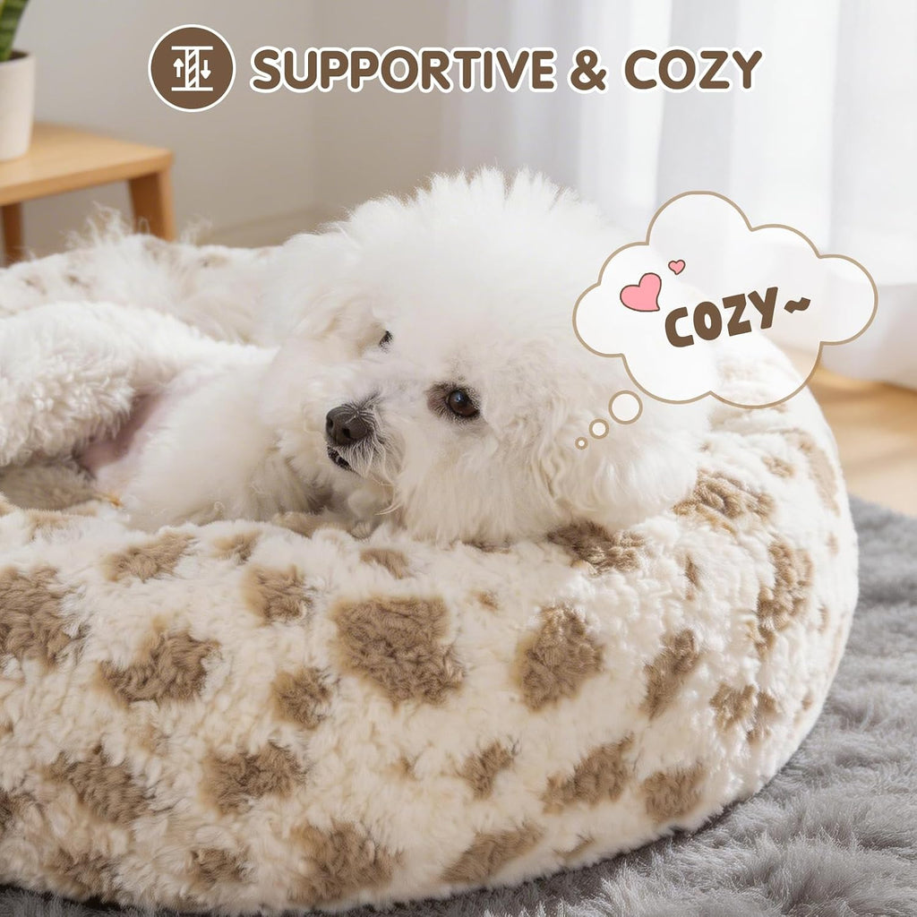 Donut Dog Bed, Calming Round Pet Bed for Small & Medium Dogs, Cats