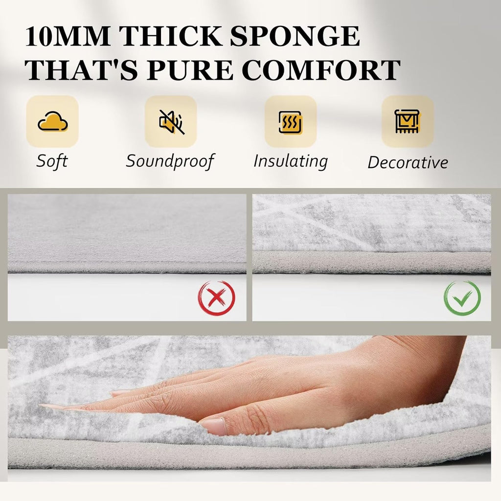 Modern Area Rug 5x7 - Upgraded 10mm Thick Sponge