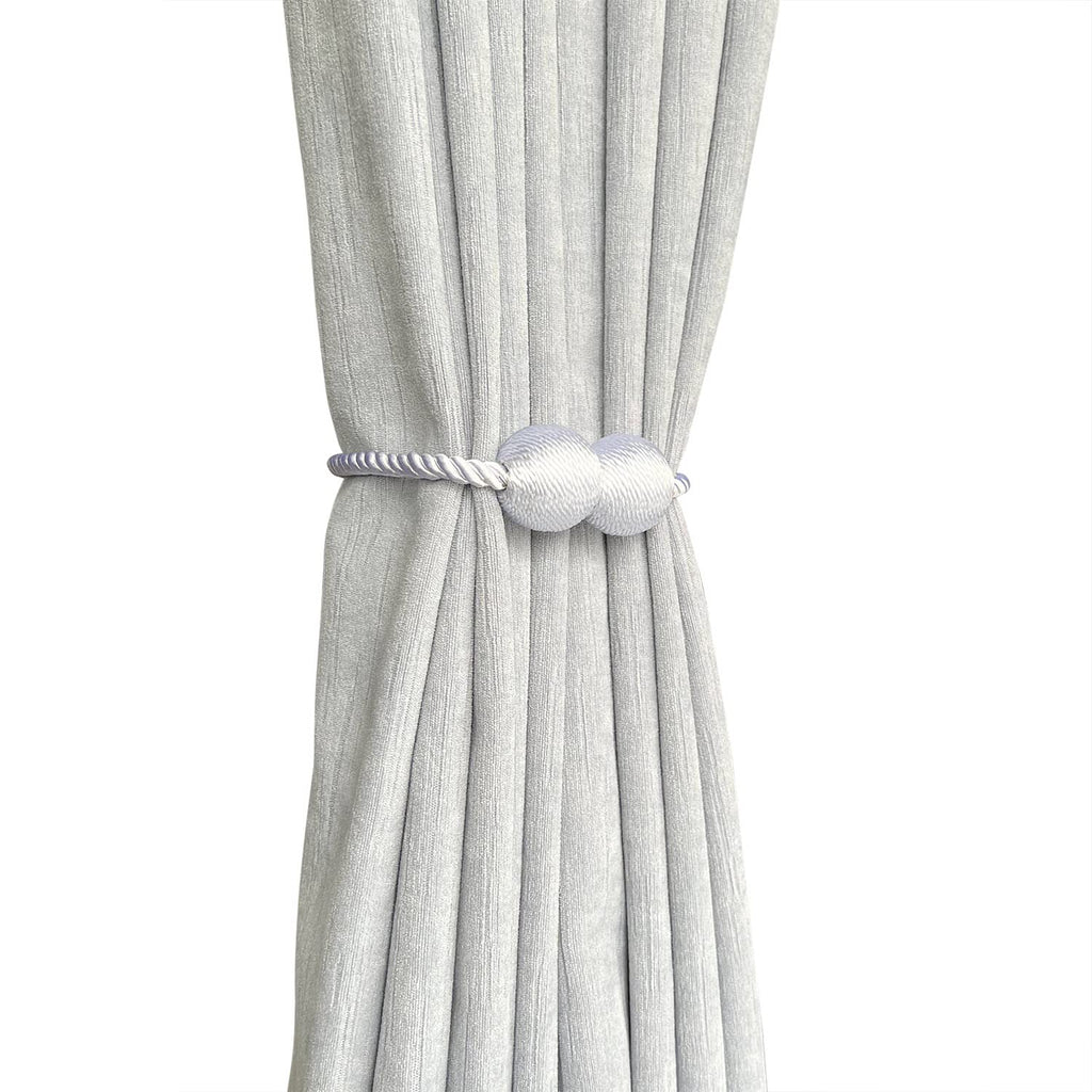 Magnetic Curtain Tiebacks, Decorative Curtain Holdbacks for Window Décor (White) - 4 Pack