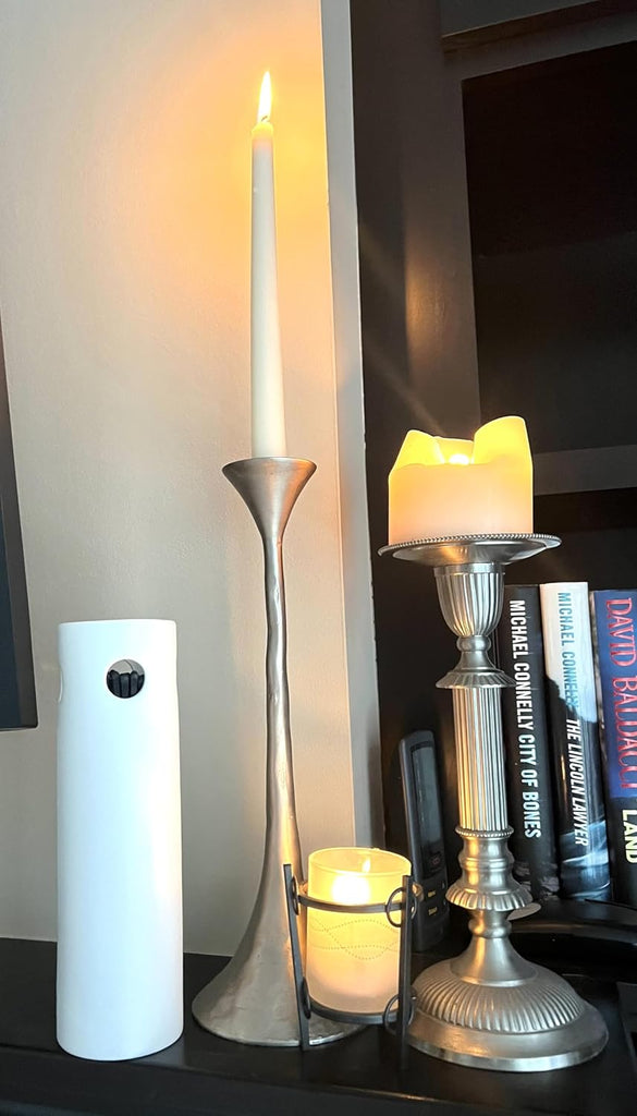 White Ceramic Fireplace Match Holder with Striker Pad, 50 8" Red Tip Matches. Reusable, Refillable. Decorative - Set of 50