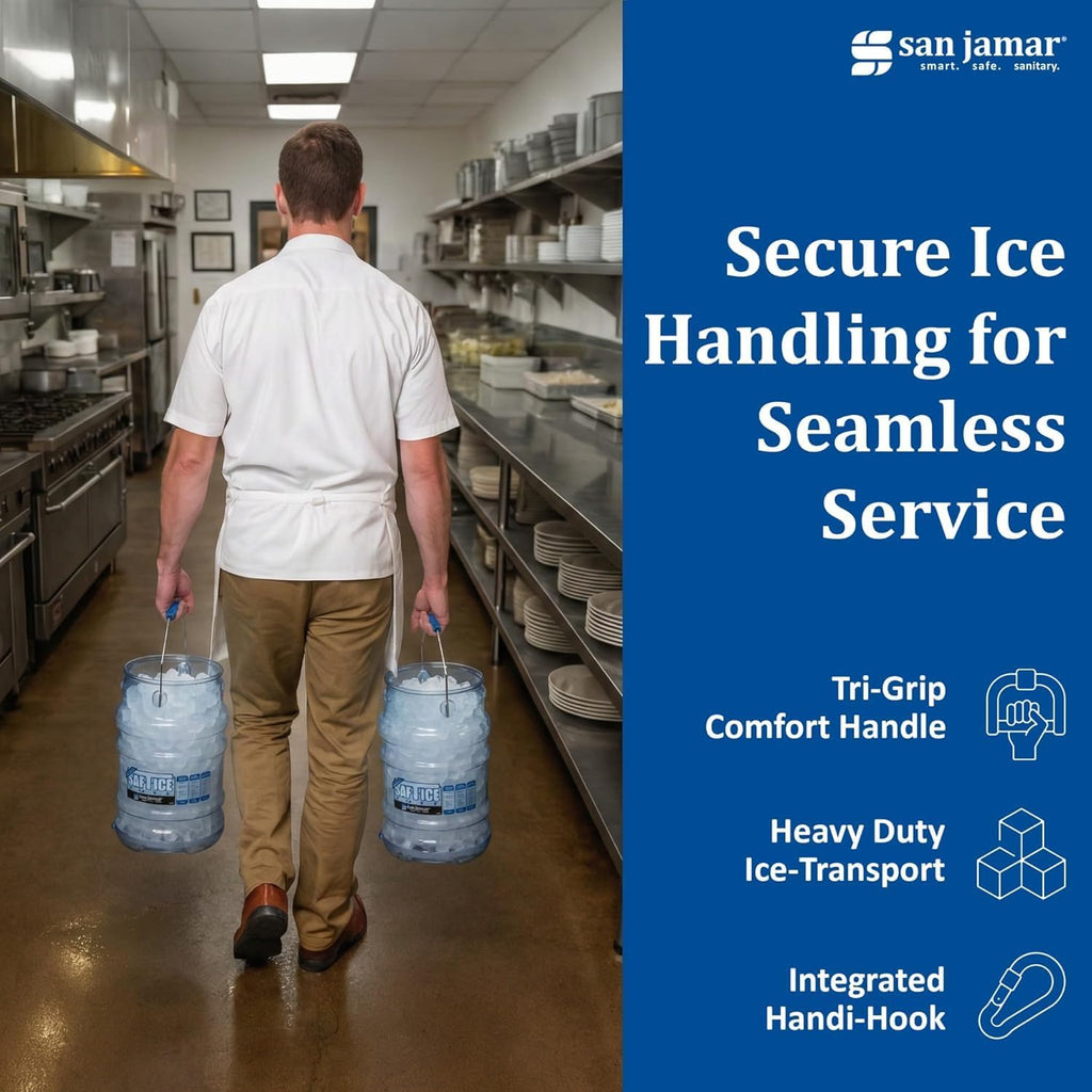 Ice Bucket, Saf-T-Ice, 6 Gallon, Tri-Grip Handle and Hook, Blue